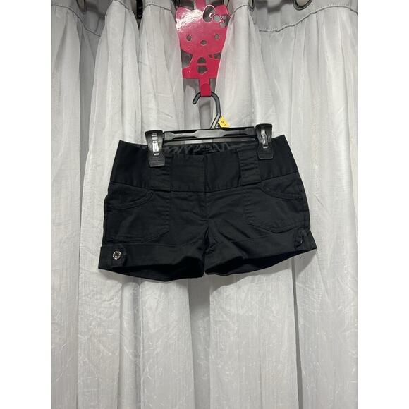VTG Y2K Guess Mini Micro Shorts Preppy Academia Grunge Low Rise Sz 24 Black - Picture 1 of 9